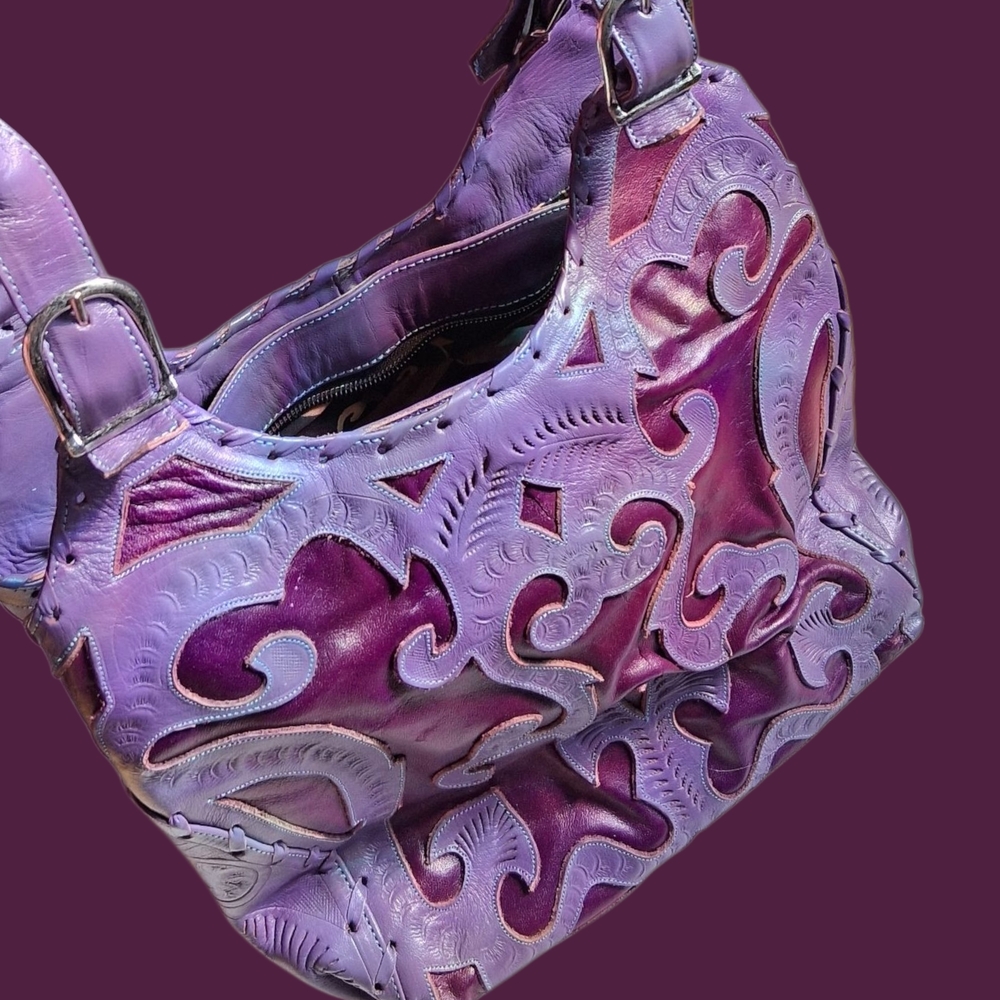 Artisan Handmade Purple Embosed Bag